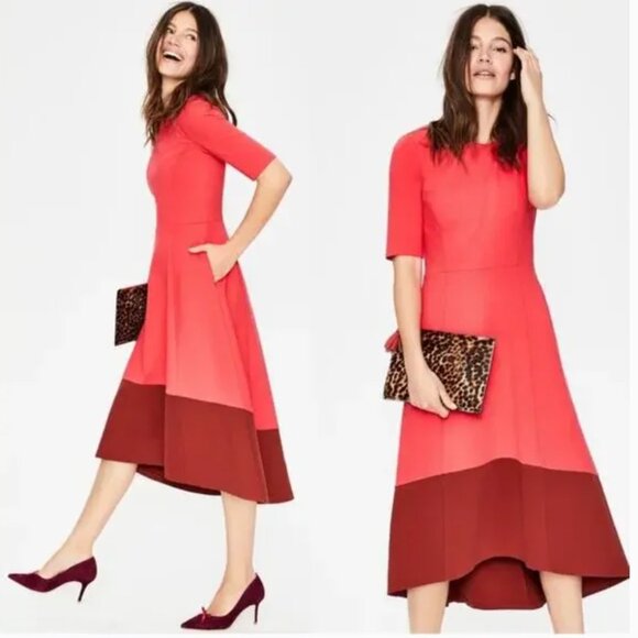 BODEN raspberry pink rust red ponte knit midi Wren dress - Picture 1 of 12